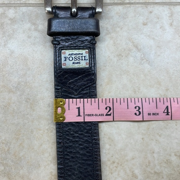 Fossil Jeans Men’s Belt Genuine Leather Silver Tone Buckle Casual Black Size M - Picture 10 of 12